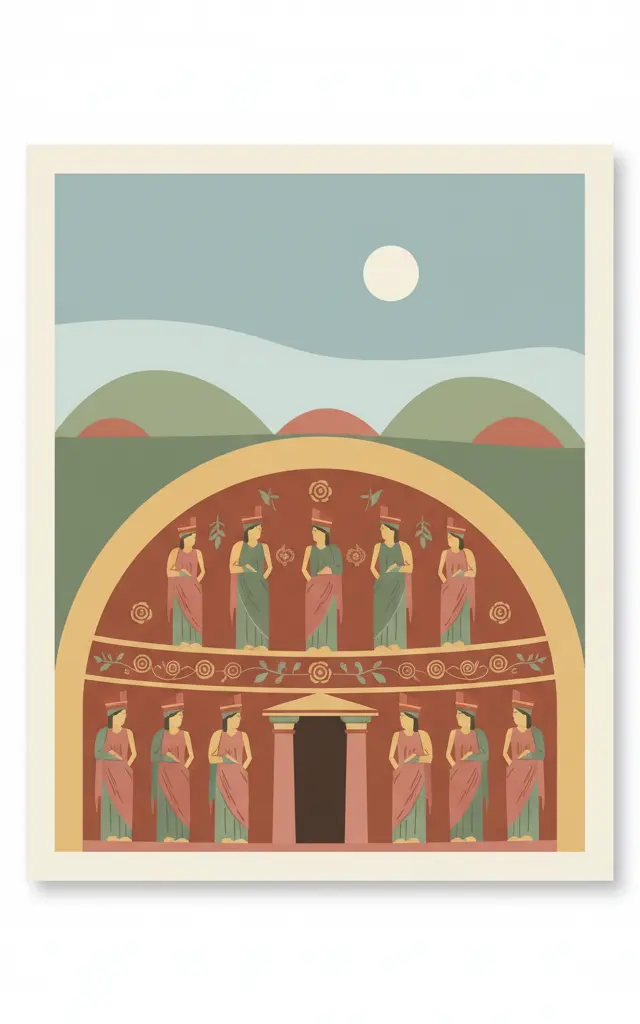 Thracian Tomb of Sveshtari — illustrated travel poster