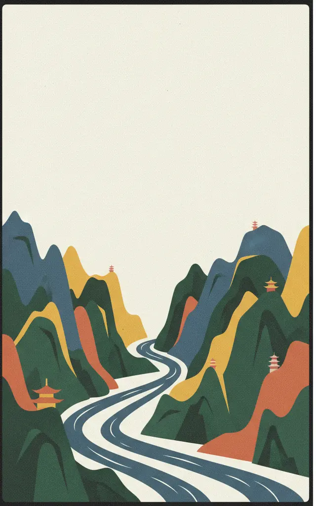 Three Parallel Rivers of Yunnan Protected Areas — illustrated travel poster