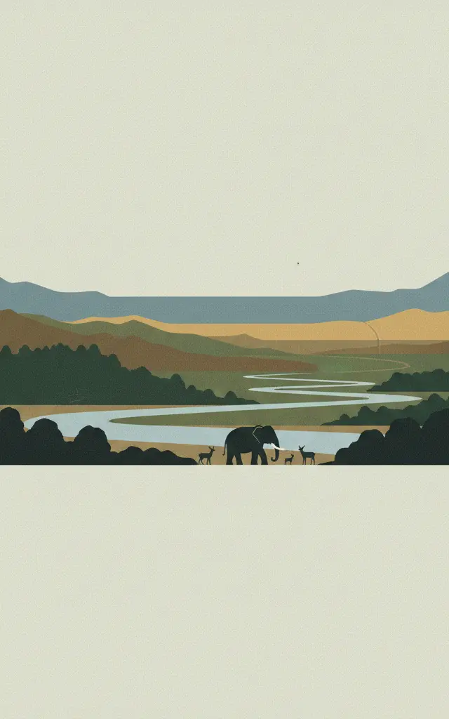 Thungyai-Huai Kha Khaeng Wildlife Sanctuaries — illustrated travel poster