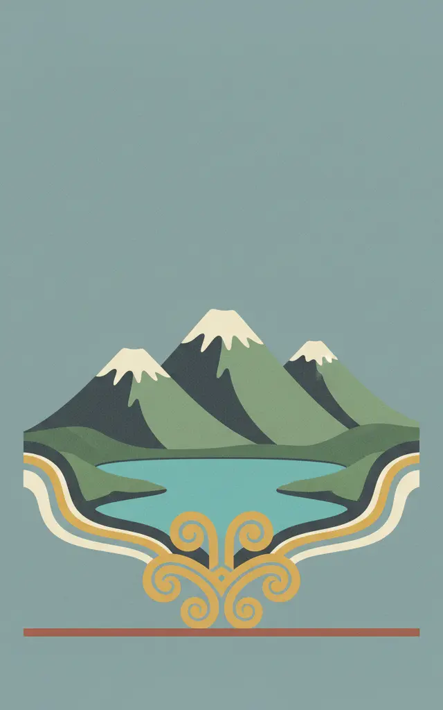 Tongariro National Park — illustrated travel poster