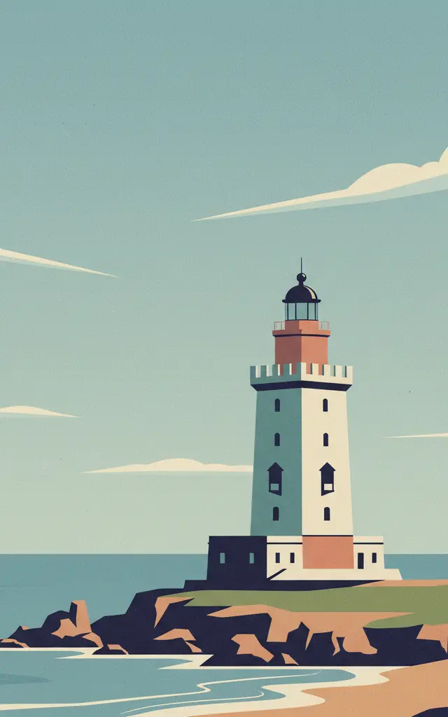 Tower of Hercules — illustrated travel poster