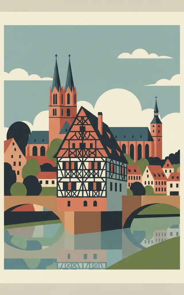 Town of Bamberg — illustrated travel poster