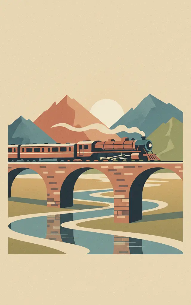 Trans-Iranian Railway — illustrated travel poster