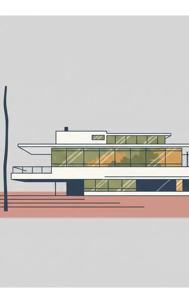 Tugendhat Villa in Brno — illustrated travel poster