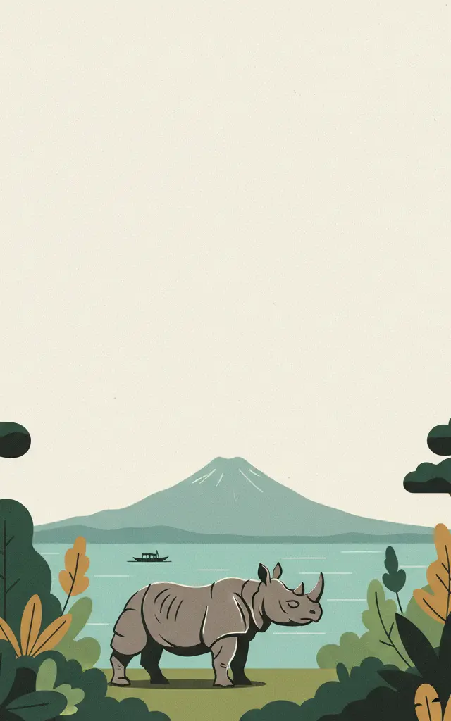 Ujung Kulon National Park — illustrated travel poster