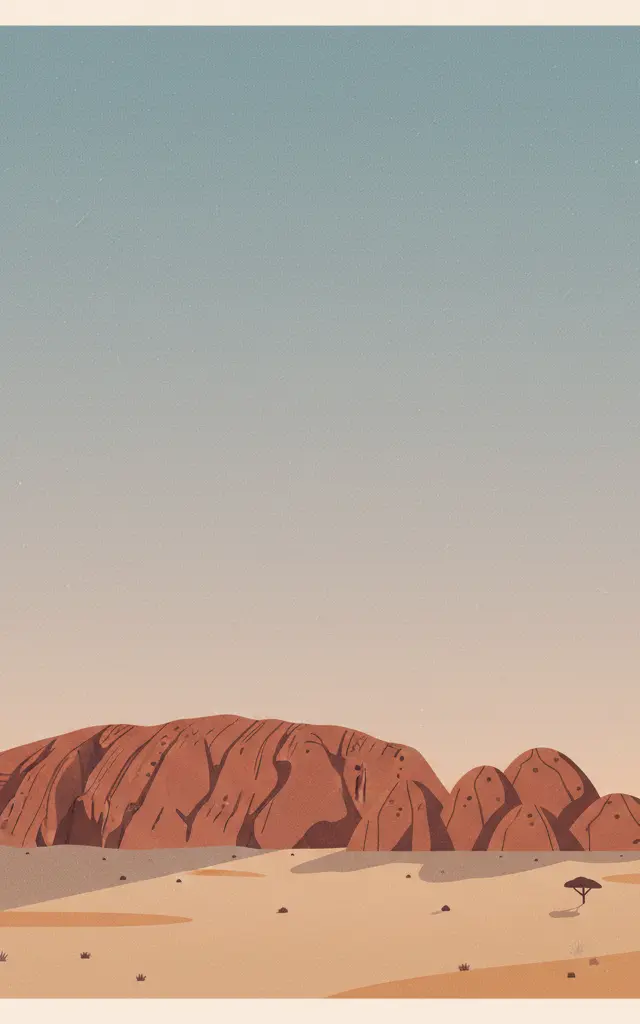 Ulu<U>r</U>u-Kata Tju<U>t</U>a National Park — illustrated travel poster