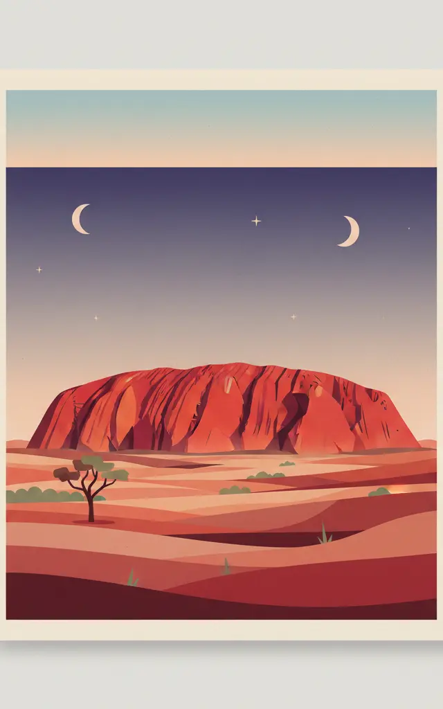 Uluṟu-Kata Tjuṯa — illustrated travel poster