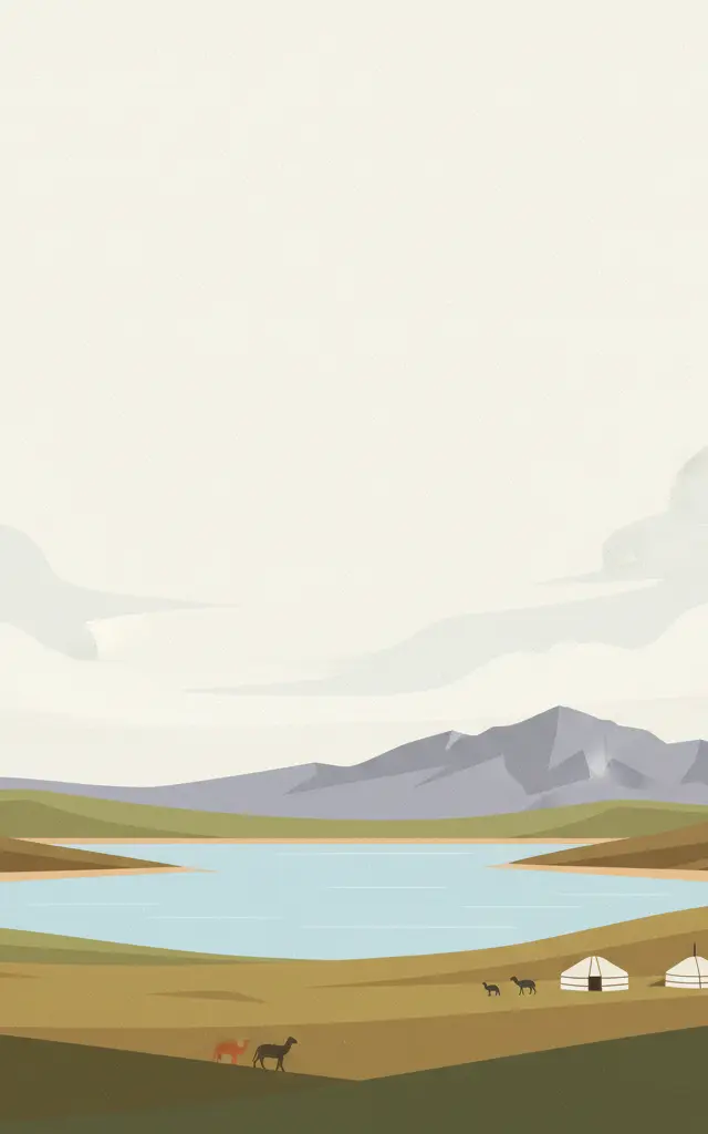 Uvs Nuur Basin — illustrated travel poster