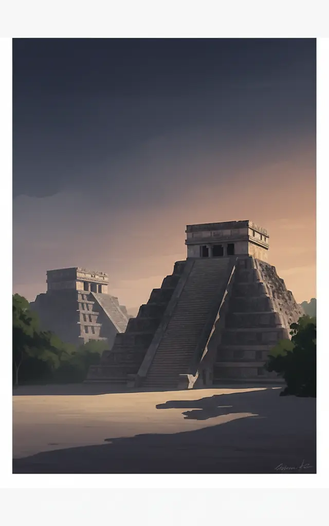 Pre-Hispanic Town of Uxmal — illustrated travel poster