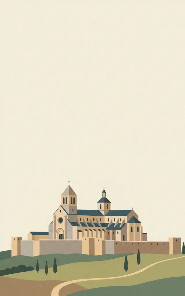 Vézelay, Church and Hill — illustrated travel poster