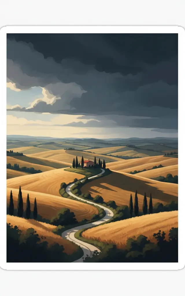 Val d'Orcia — illustrated travel poster