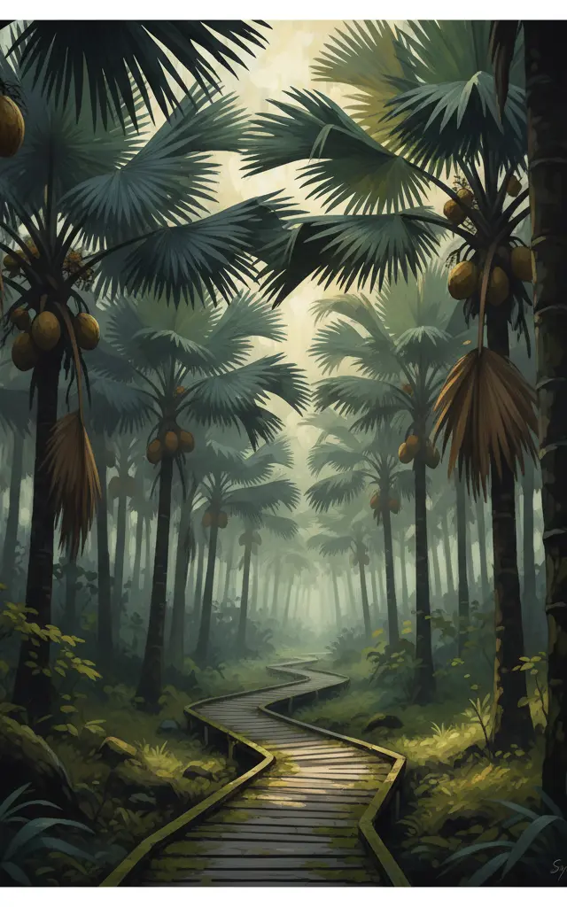 Vallée de Mai Nature Reserve — illustrated travel poster