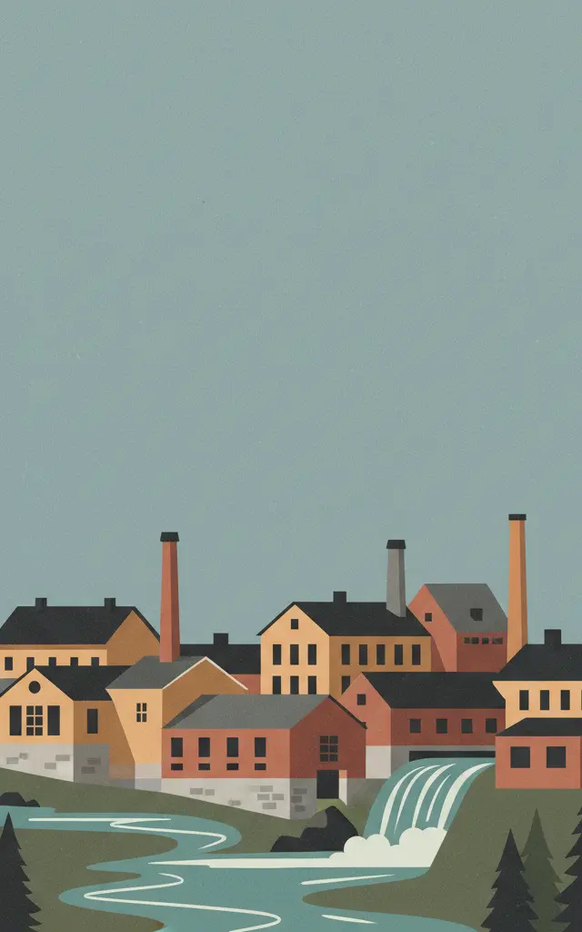 Verla Groundwood and Board Mill — illustrated travel poster