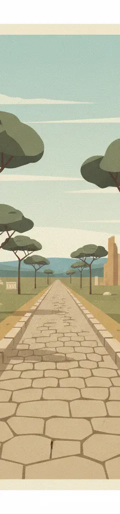 Via Appia. Regina Viarum — illustrated travel poster
