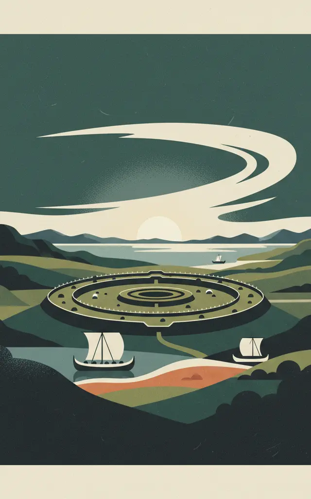 Viking-Age Ring Fortresses — illustrated travel poster