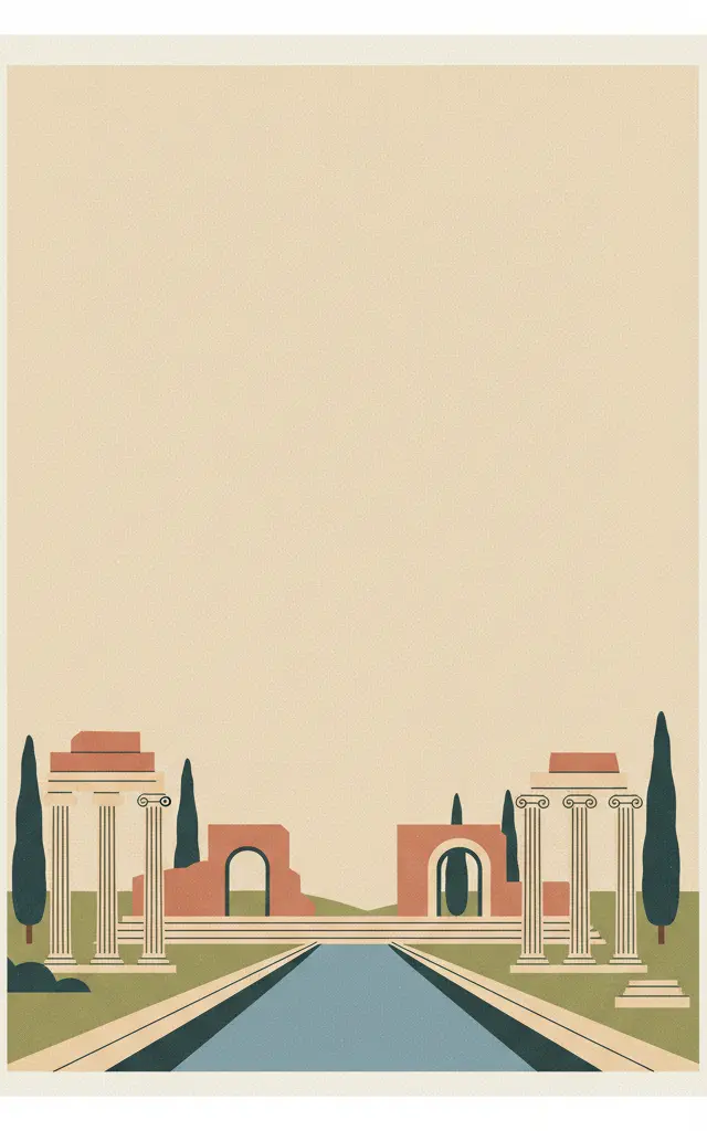 Villa Adriana (Tivoli) — illustrated travel poster