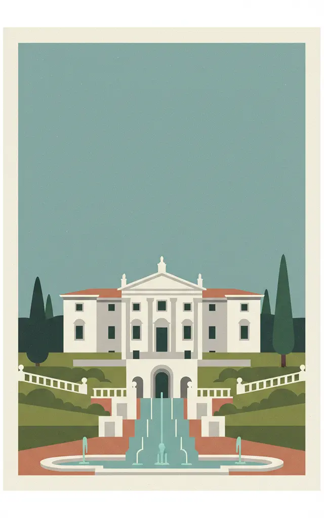 Villa d'Este, Tivoli — illustrated travel poster