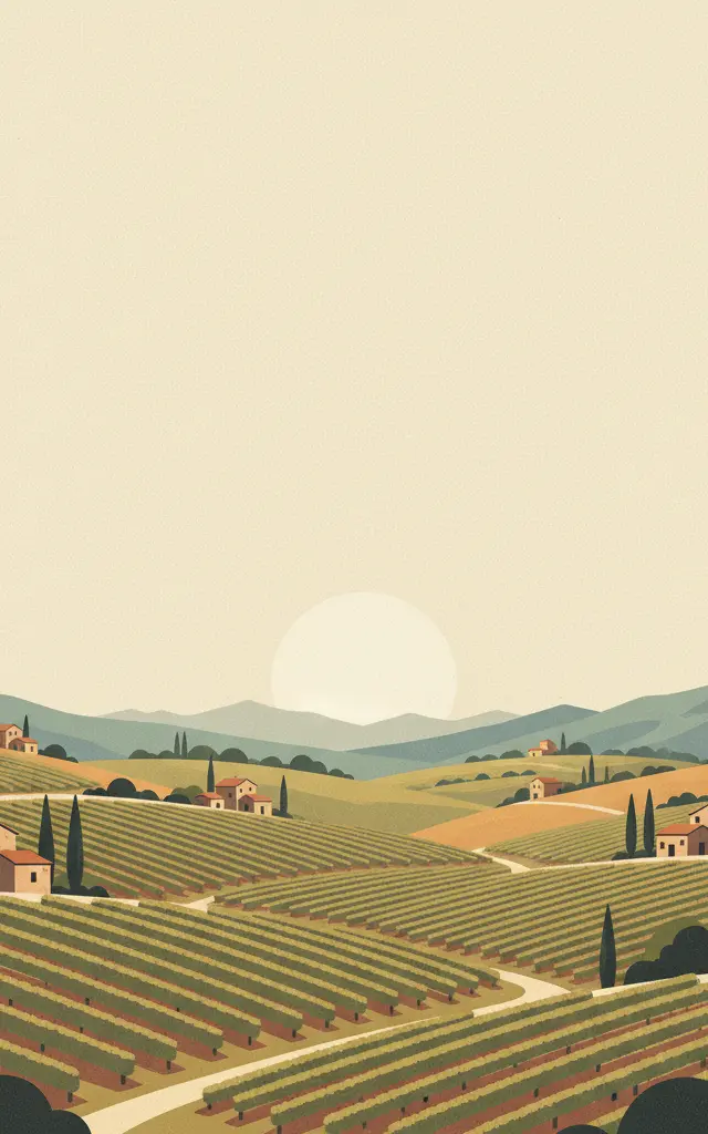 Vineyard Landscape of Piedmont: Langhe-Roero and Monferrato — illustrated travel poster
