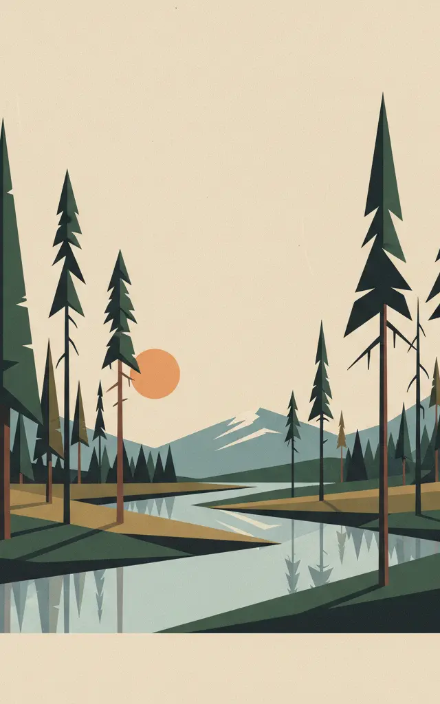 Virgin Komi Forests — illustrated travel poster