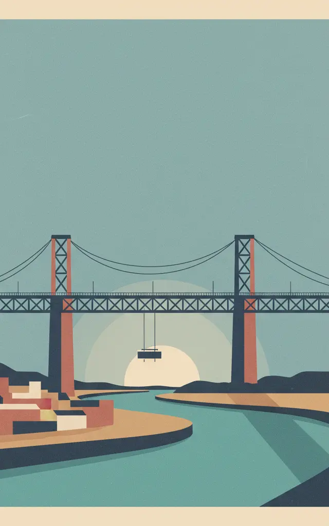 Vizcaya Bridge — illustrated travel poster