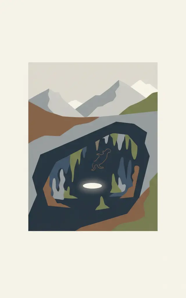 Vjetrenica Cave, Ravno — illustrated travel poster