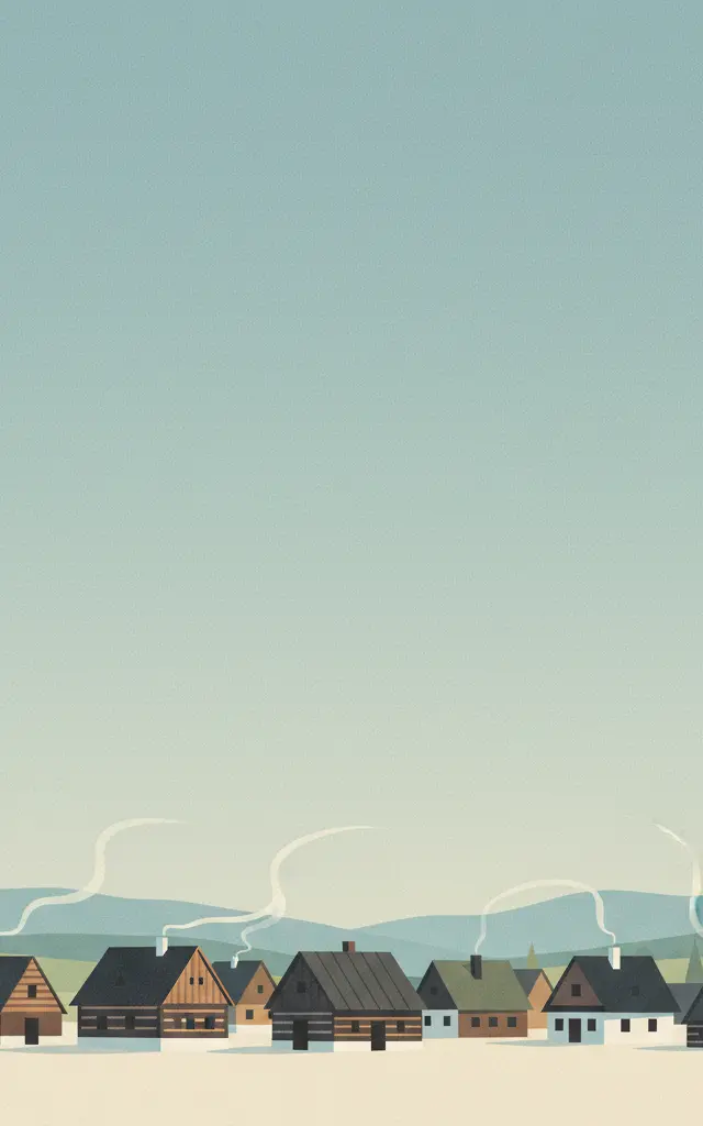 Vlkolínec — illustrated travel poster