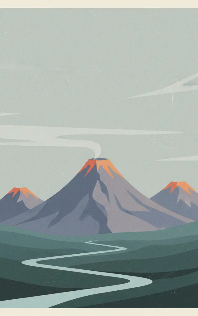 Volcanoes of Kamchatka — illustrated travel poster