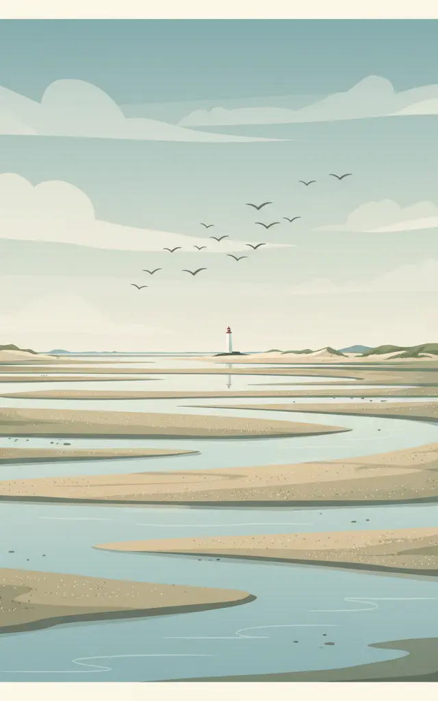 Wadden Sea — illustrated travel poster