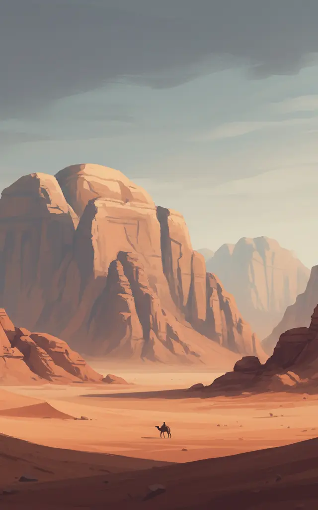 Wadi Rum Protected Area — illustrated travel poster