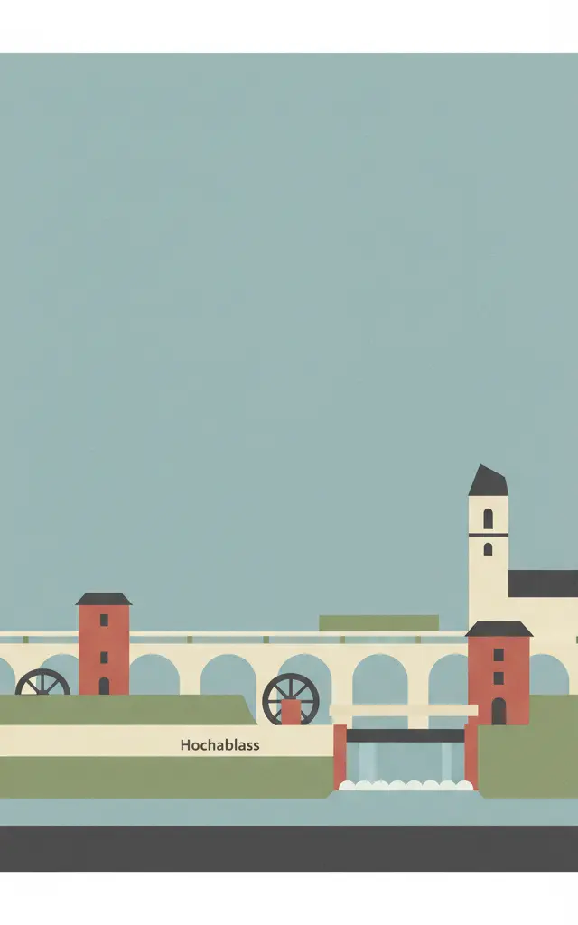 Water Management System of Augsburg — illustrated travel poster