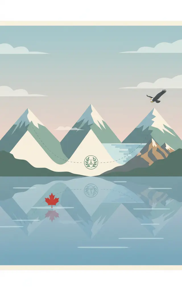 Waterton Glacier International Peace Park — illustrated travel poster