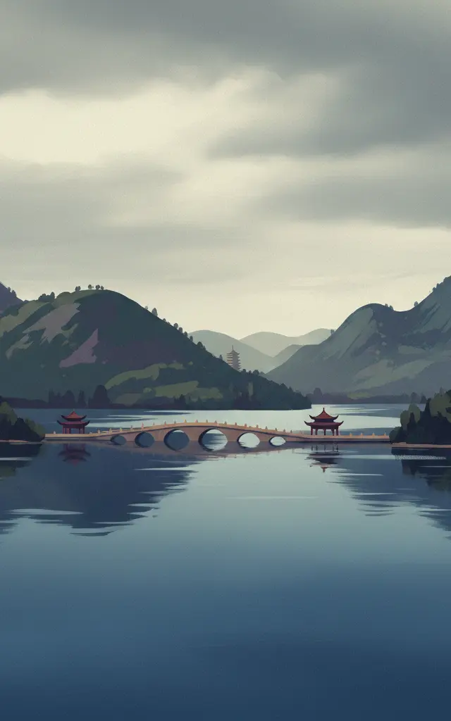West Lake Cultural Landscape of Hangzhou — illustrated travel poster