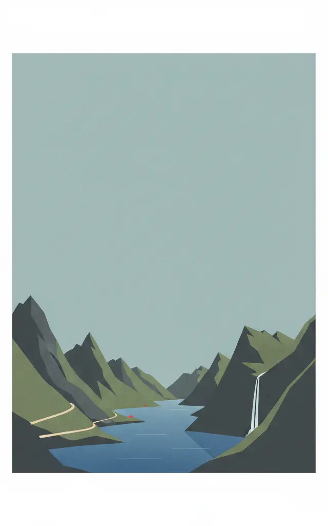 West Norwegian Fjords – Geirangerfjord and Nærøyfjord — illustrated travel poster