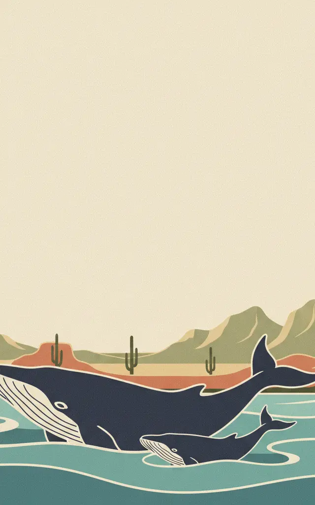 Whale Sanctuary of El Vizcaino — illustrated travel poster