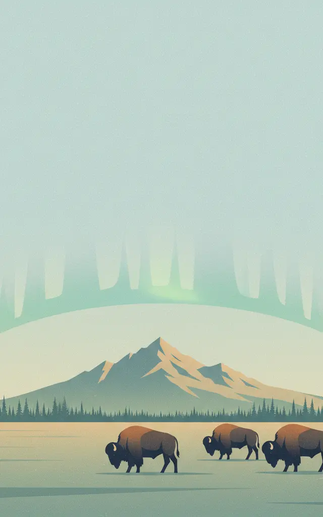 Wood Buffalo National Park — illustrated travel poster
