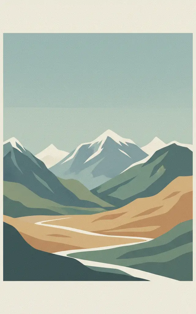 Xinjiang Tianshan — illustrated travel poster