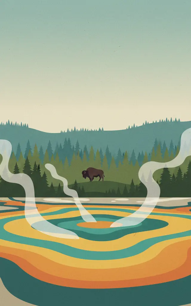 Yellowstone — illustrated travel poster