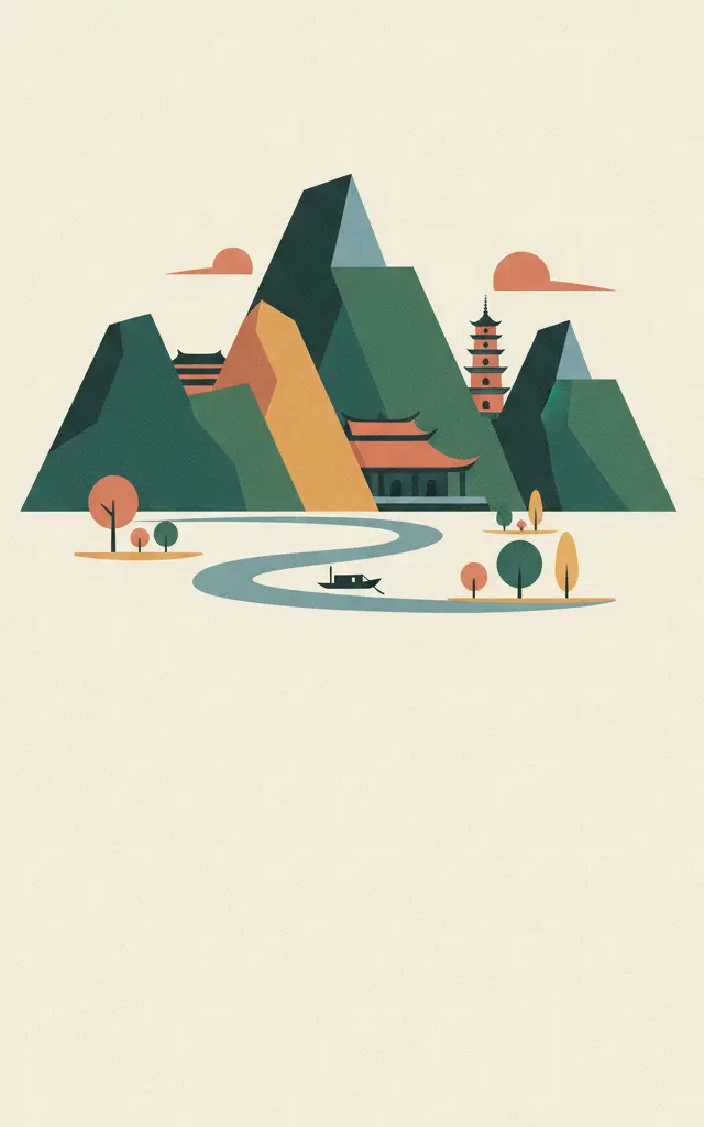 Yen Tu-Vinh Nghiem-Con Son, Kiep Bac Complex of Monuments and Landscapes — illustrated travel poster