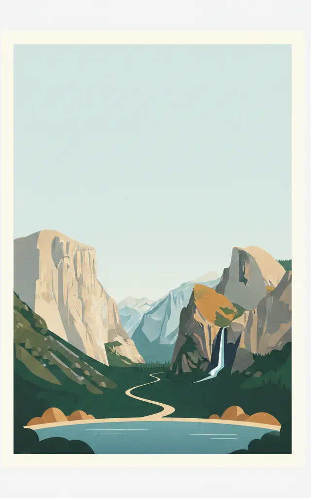 Yosemite National Park — illustrated travel poster