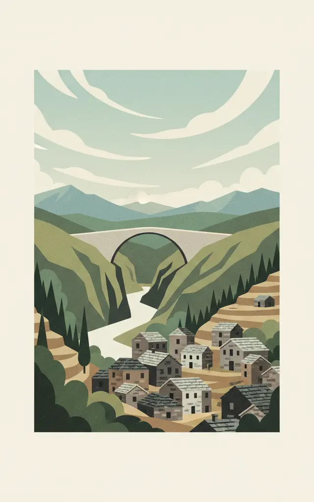 Zagori Cultural Landscape — illustrated travel poster