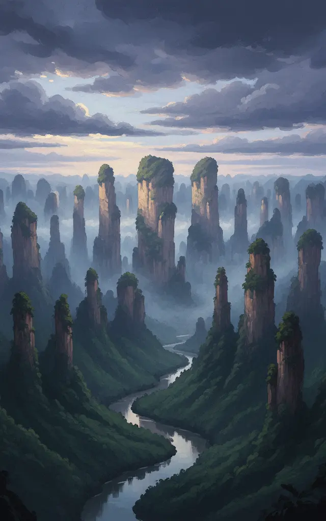 Wulingyuan Scenic and Historic Interest Area — illustrated travel poster