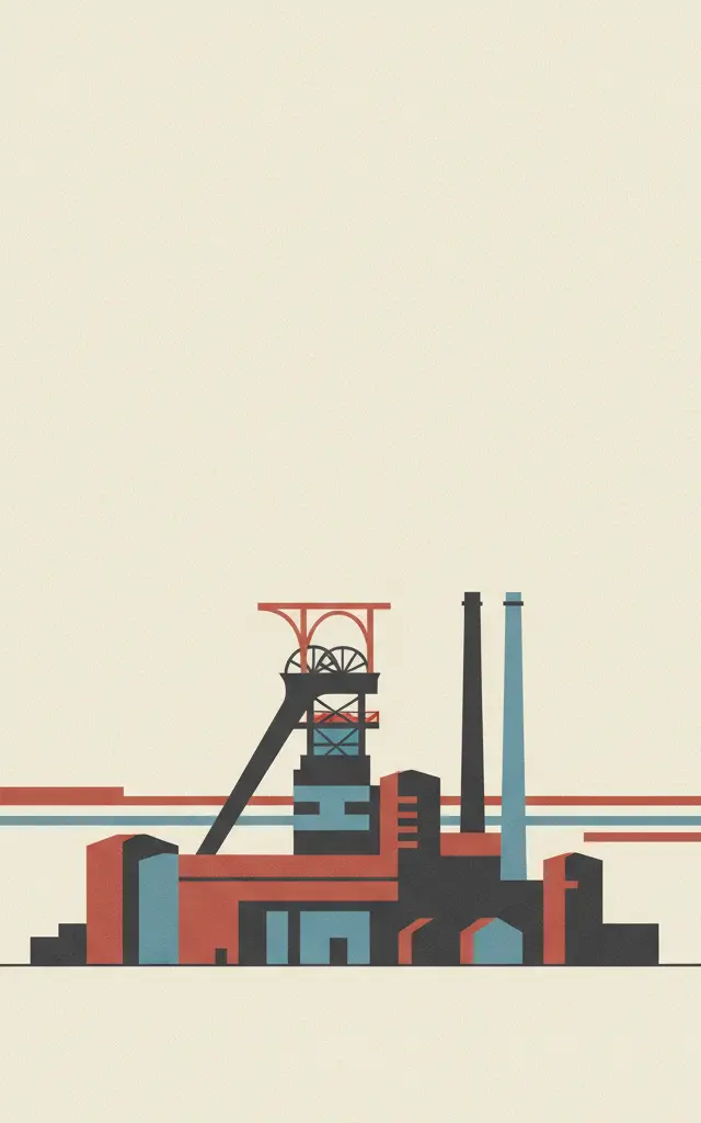 Zollverein Coal Mine Industrial Complex in Essen — illustrated travel poster