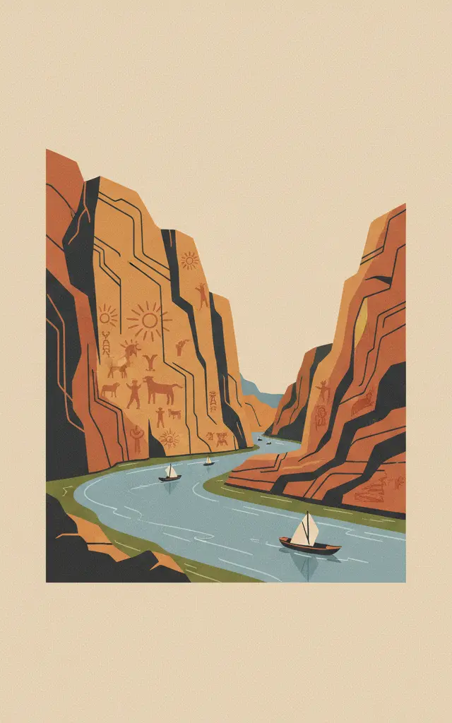 Zuojiang Huashan Rock Art Cultural Landscape — illustrated travel poster